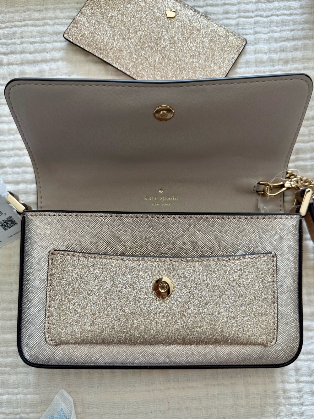 NWT Kate Spade Glimmer Boxed Crossbody Duo in Gold Glitter KE451 - Picture 7 of 11